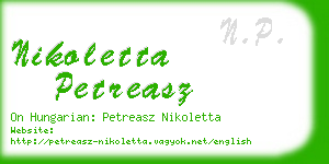 nikoletta petreasz business card